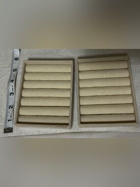Beige Velvet Ring Display Tray Set - Jewelry Storage Organizer